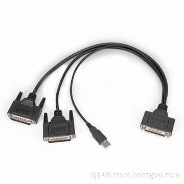 DB25F to DB25 x 2 + USBA M, Available in Various Colors and High Performance
